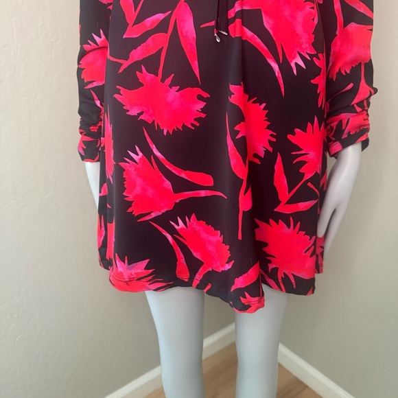 ARTIGLI Bold Floral Print Mini Dress Silky Polyester Made In Italy Size 40 (4) - Picture 7 of 16